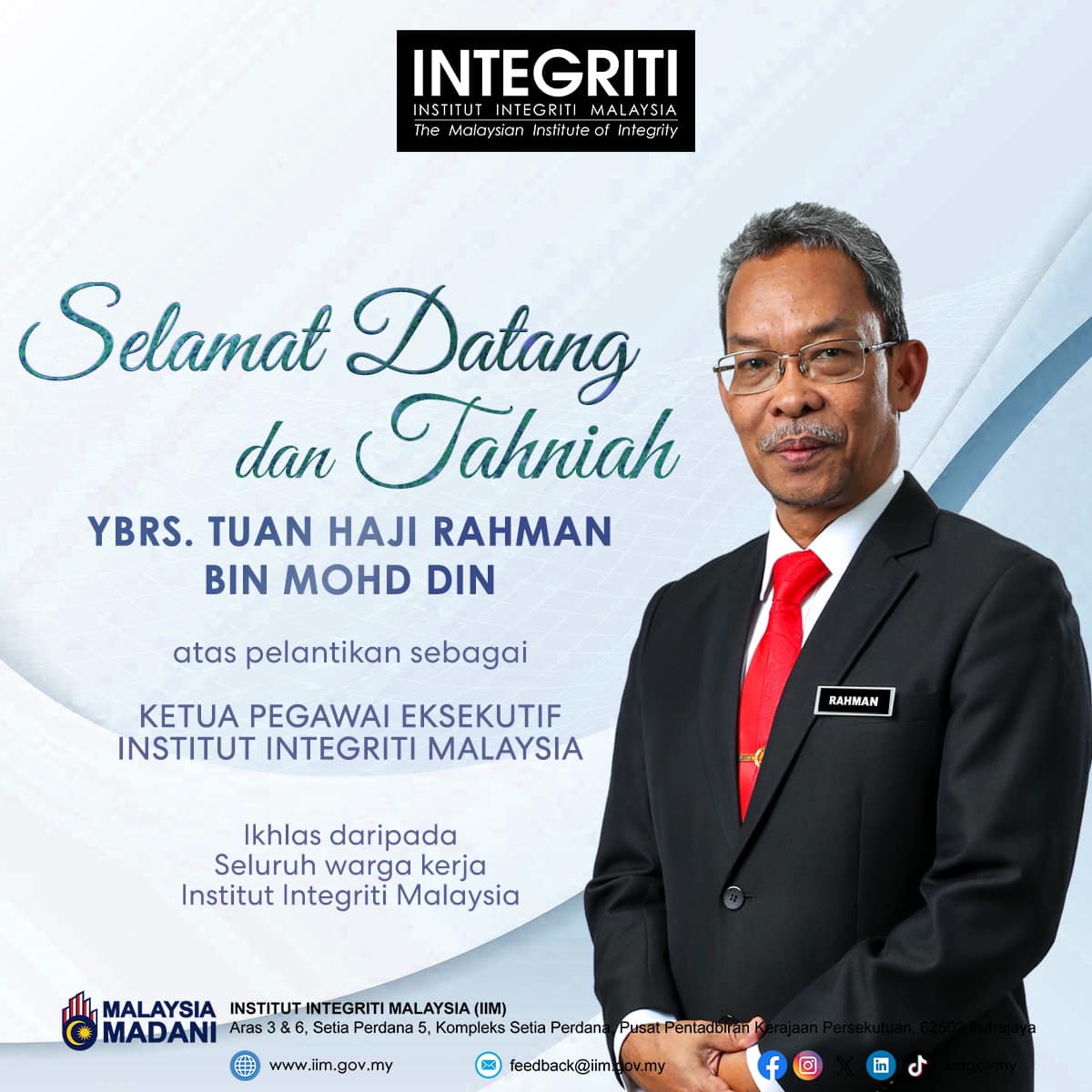 Ucapan Selamat Datang dan Tahniah kepada KPE Baharu IIM